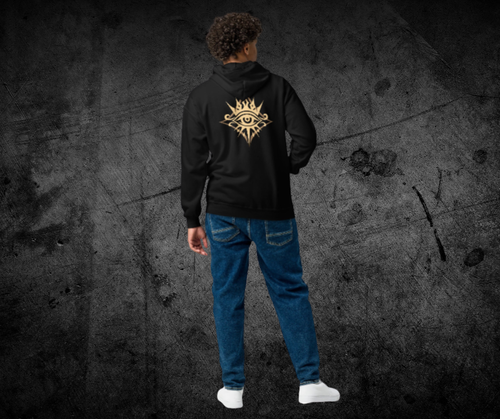 Unbound zip hoodie, design on back