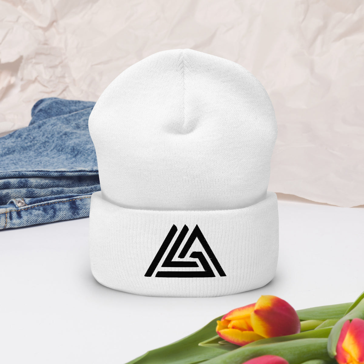 MDP White Cuffed Beanie